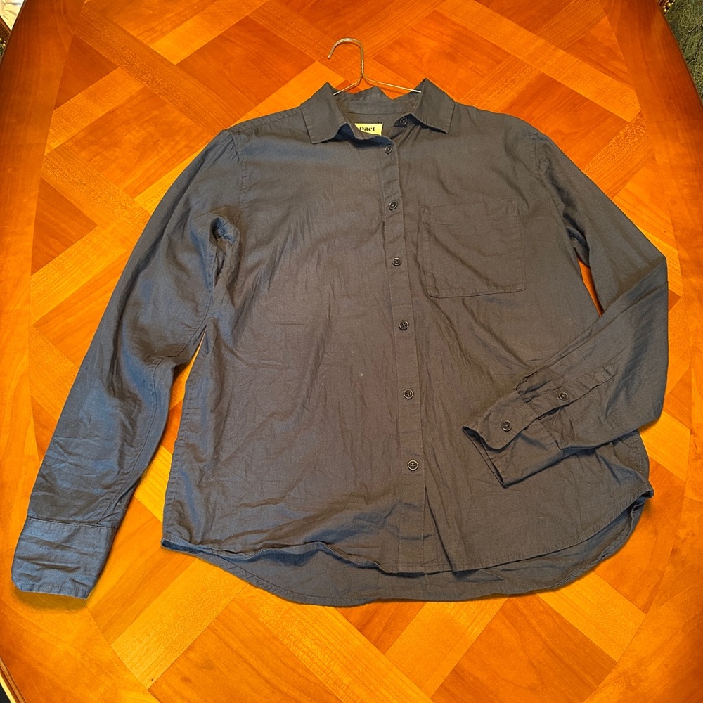 Pact S Women’s Blue Button Down Sunset Cotton Lightweight Business Casual Office